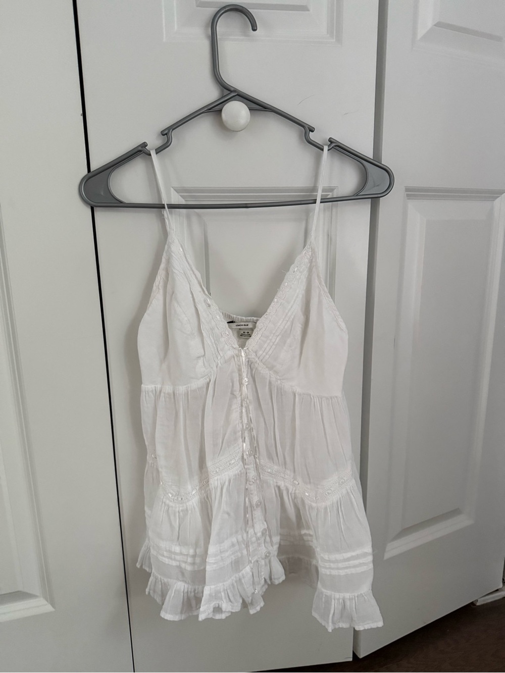 Kimchi Blue White Lace-Trim Tiered Cami